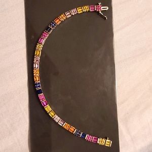 Multi gemstone sterling silver bracelet